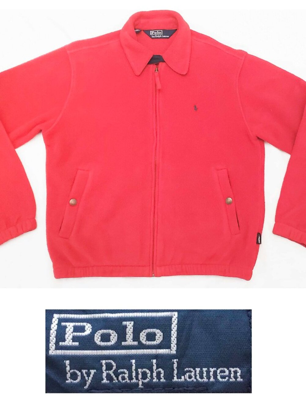Polo Ralph Lauren Mens Vintage Jacket Red Full Zip Fleece Polartec Y2K S